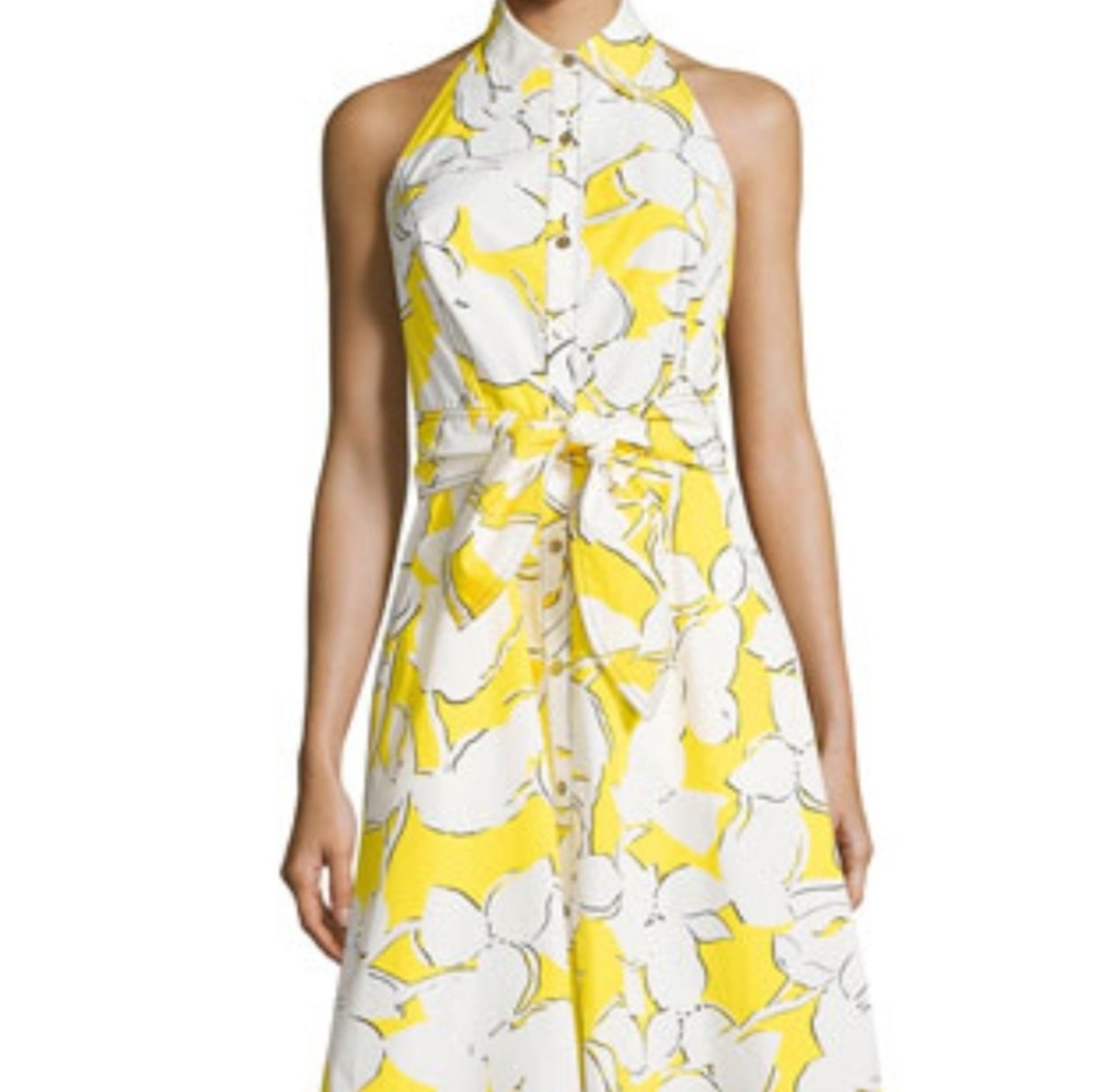 DVF Yellow Floral print Halter Dress
